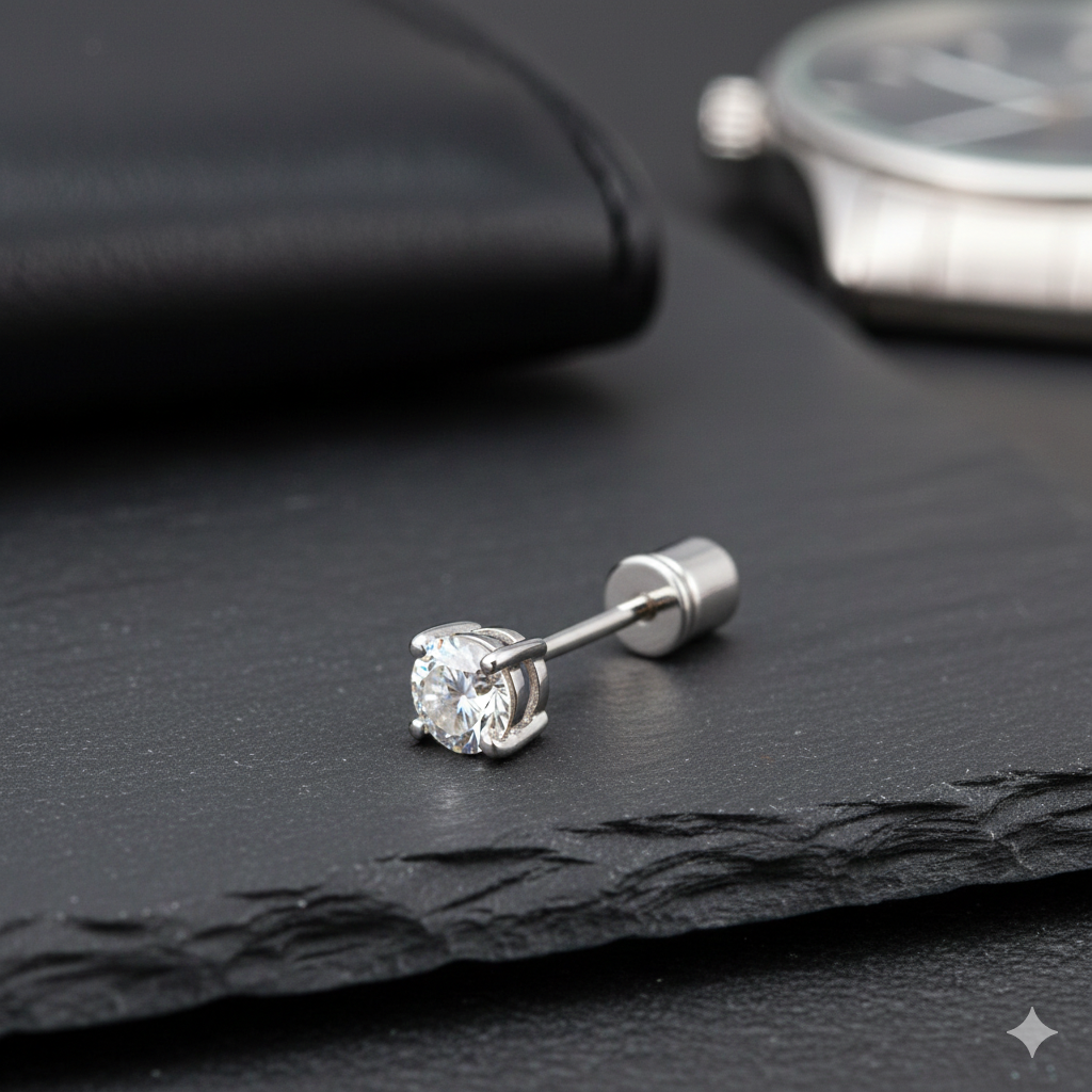 Men's White Gold Stud
